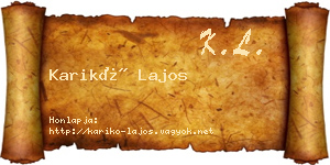 Karikó Lajos névjegykártya