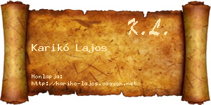 Karikó Lajos névjegykártya